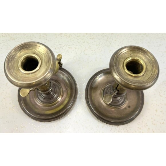 Vintage brass candlesticks, pair of adjustable push up candleholders - Picture 8 of 10